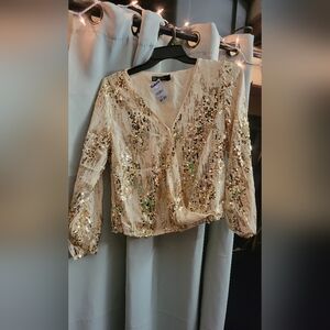 NY&CO sz m gold sequin top NWT